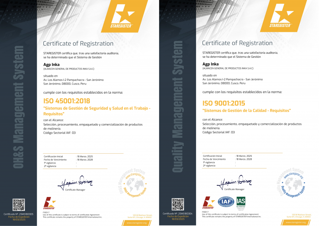 ¡AGP INKA SAC logra un hito importante: Certificaciones ISO 9001 e ISO 45001!